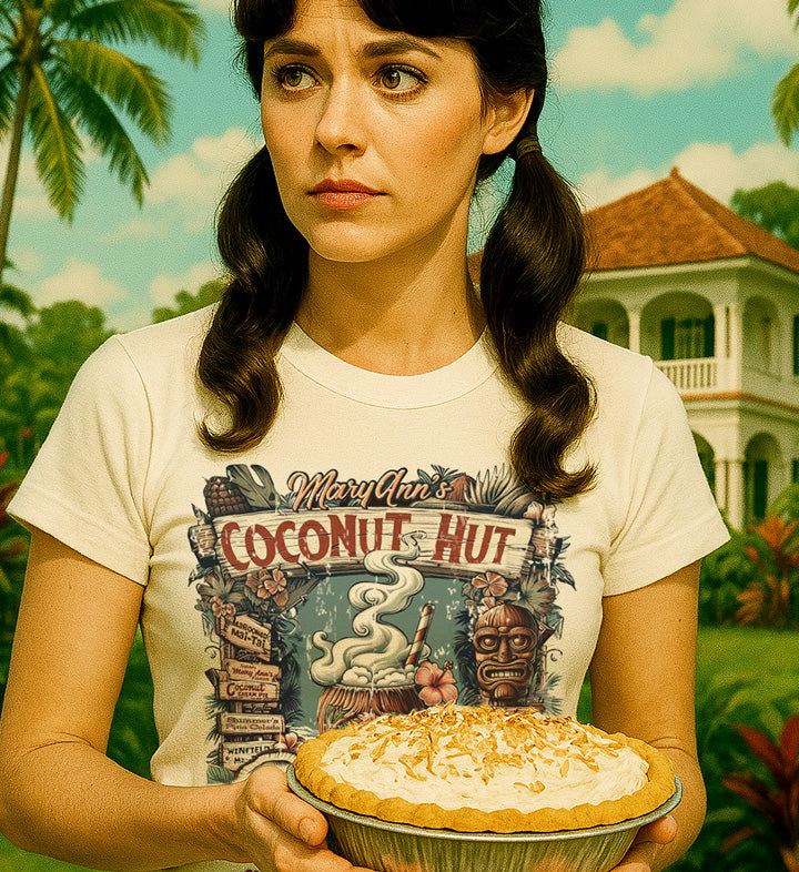 Gilligans Isle Vintage-Style Tiki T-Shirt: Mary Ann's Coconut Hut, Hawaii Souvenir
