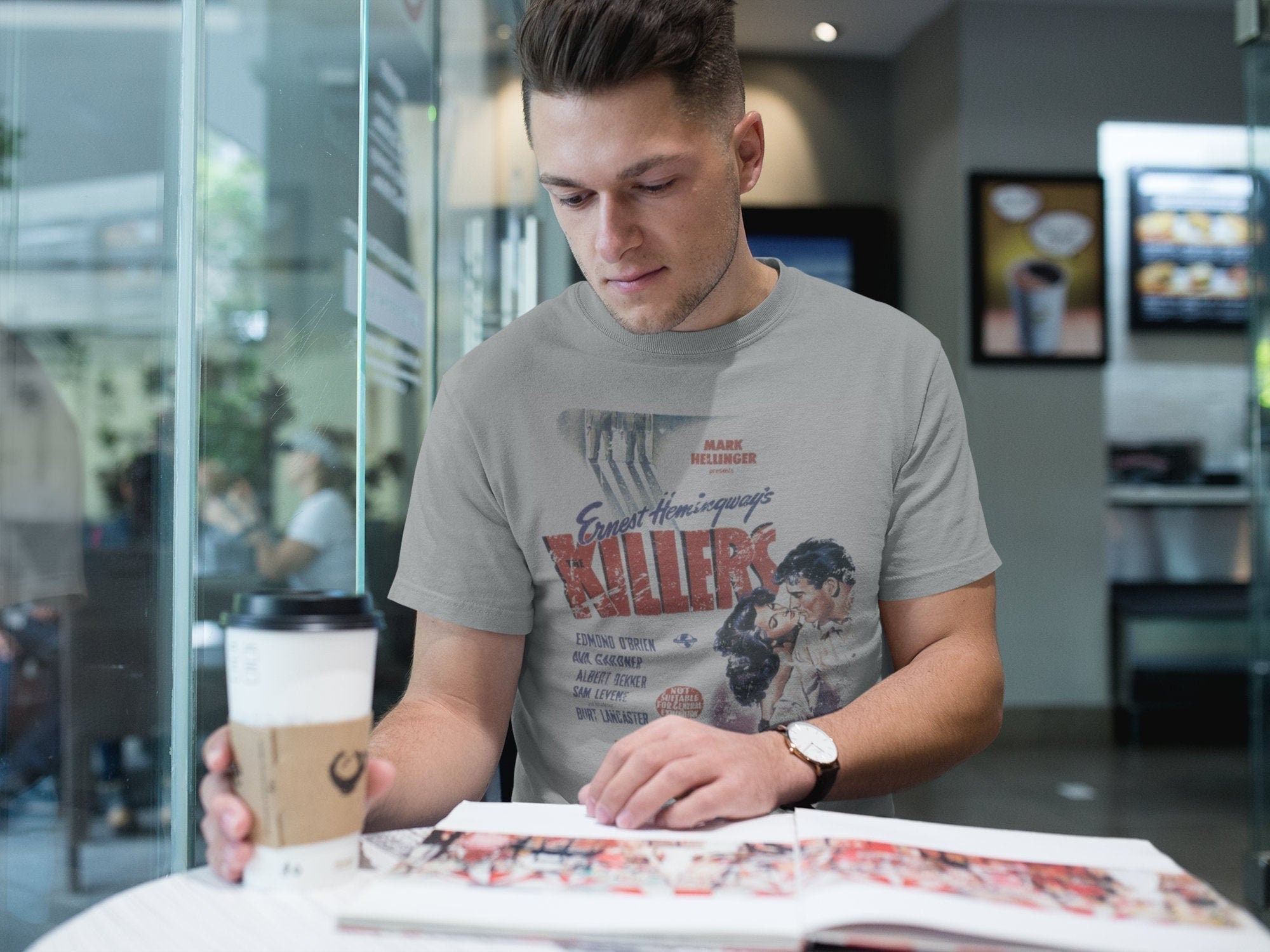 Killers-Film Noir-Inspired Vintage-Style -T-Shirt Film- 40's Movie Classic - Burt Lancaster - Ava Gardner - Hemingway