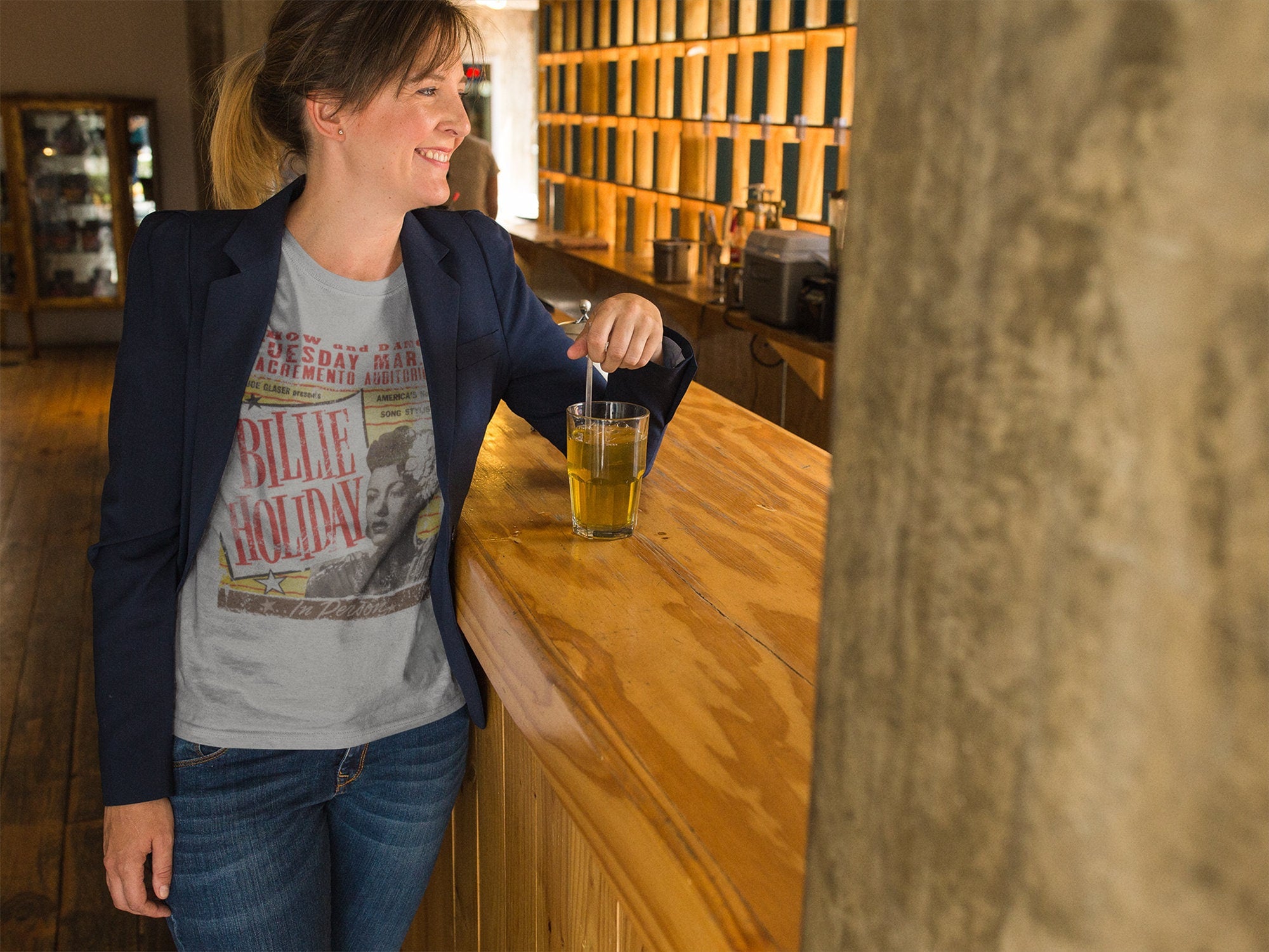 Billie Holiday -Live- Vintage-Style Jazz Tribute Tee -Lady Day -concert poster