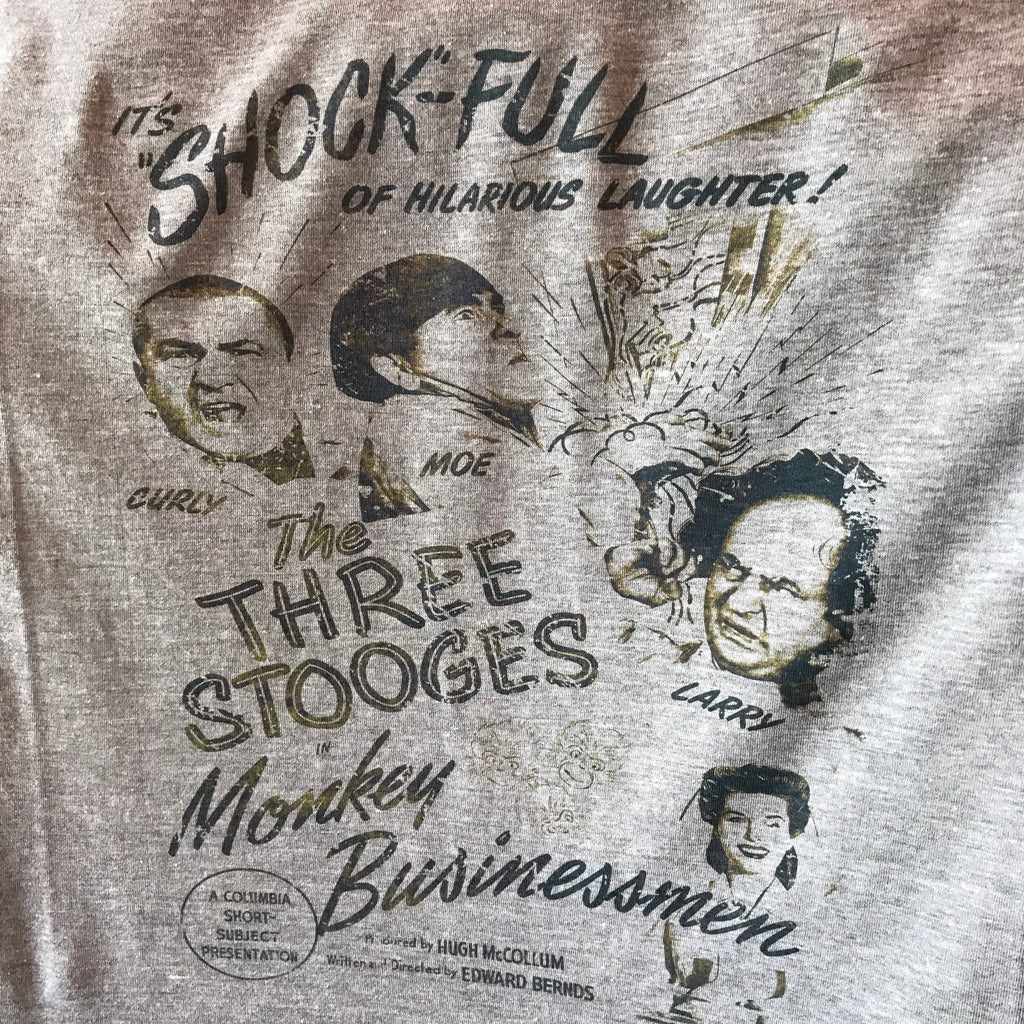 Three Stooges 'Monkey Businessmen' Heathered T-Shirt: Vintage-Style Comedy Tee