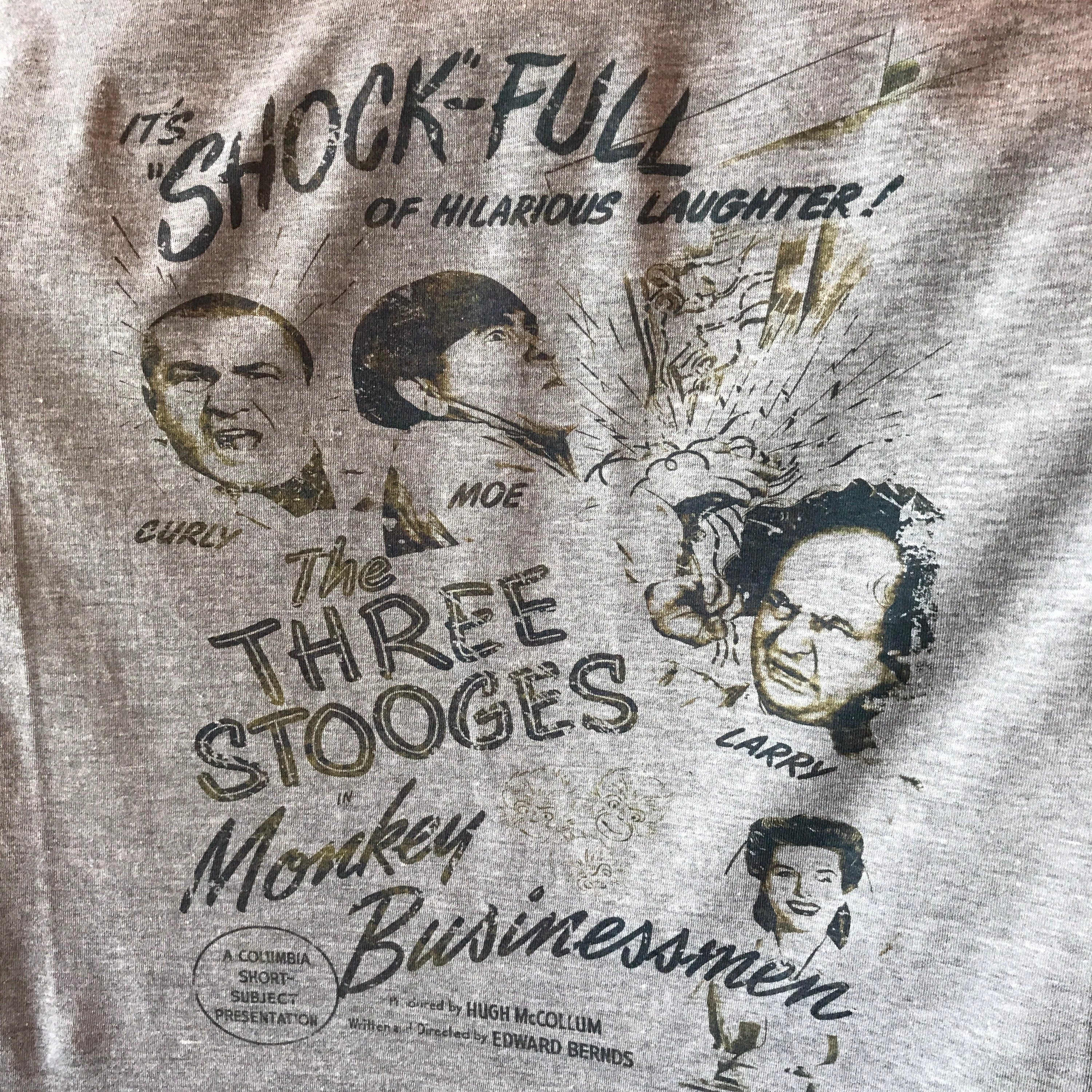 Three Stooges 'Monkey Businessmen' Heathered T-Shirt: Vintage-Style Comedy Tee