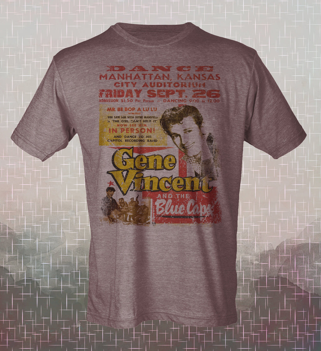 Gene Vincent Blue Caps-Live - Vintage-Style Tribute -50's Rockabilly-Rock n Roll T-Shirt