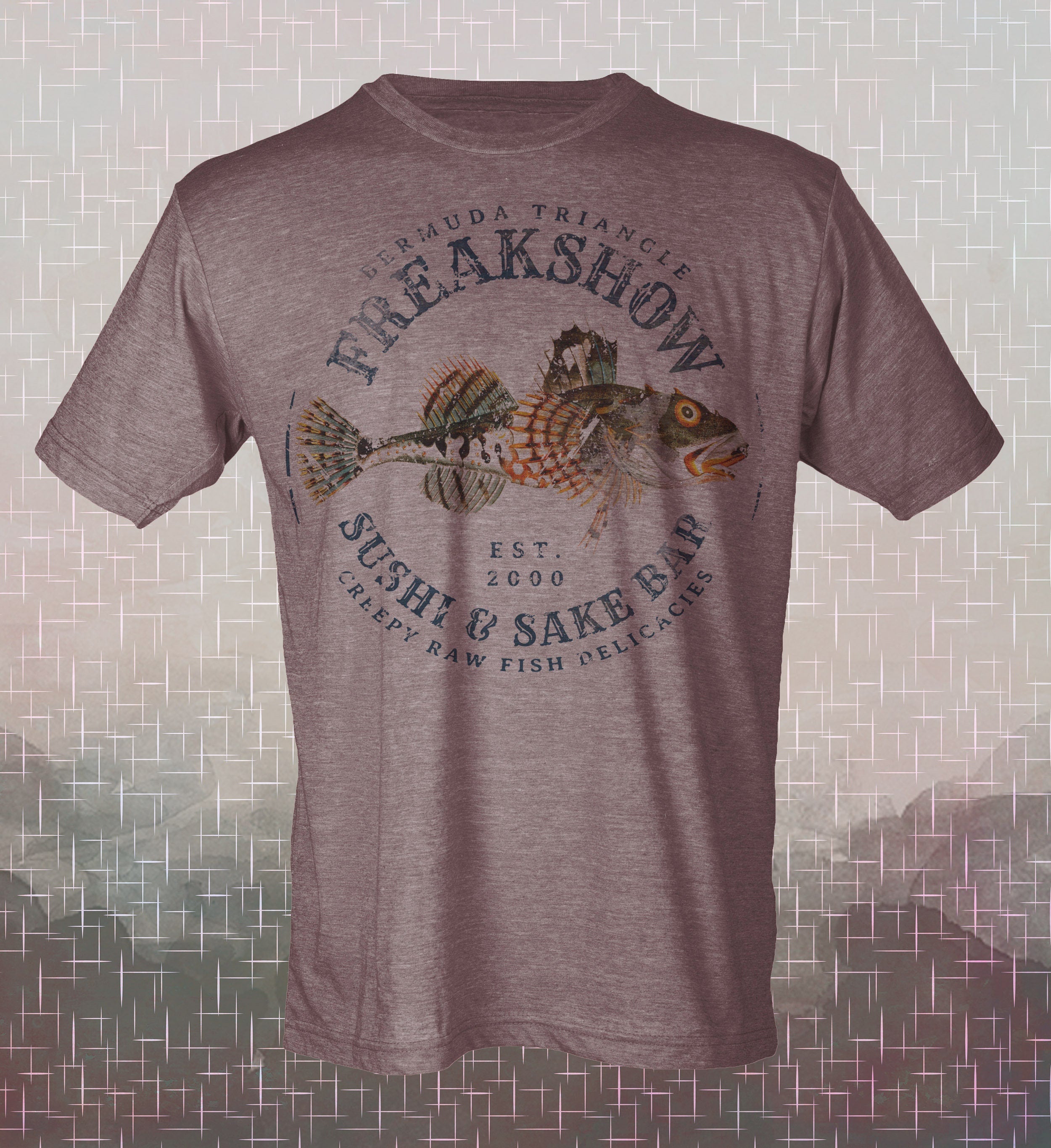 Freakshow Sushi Sake Bar T-Shirt: Vintage-Style Bermuda Triangle Tee