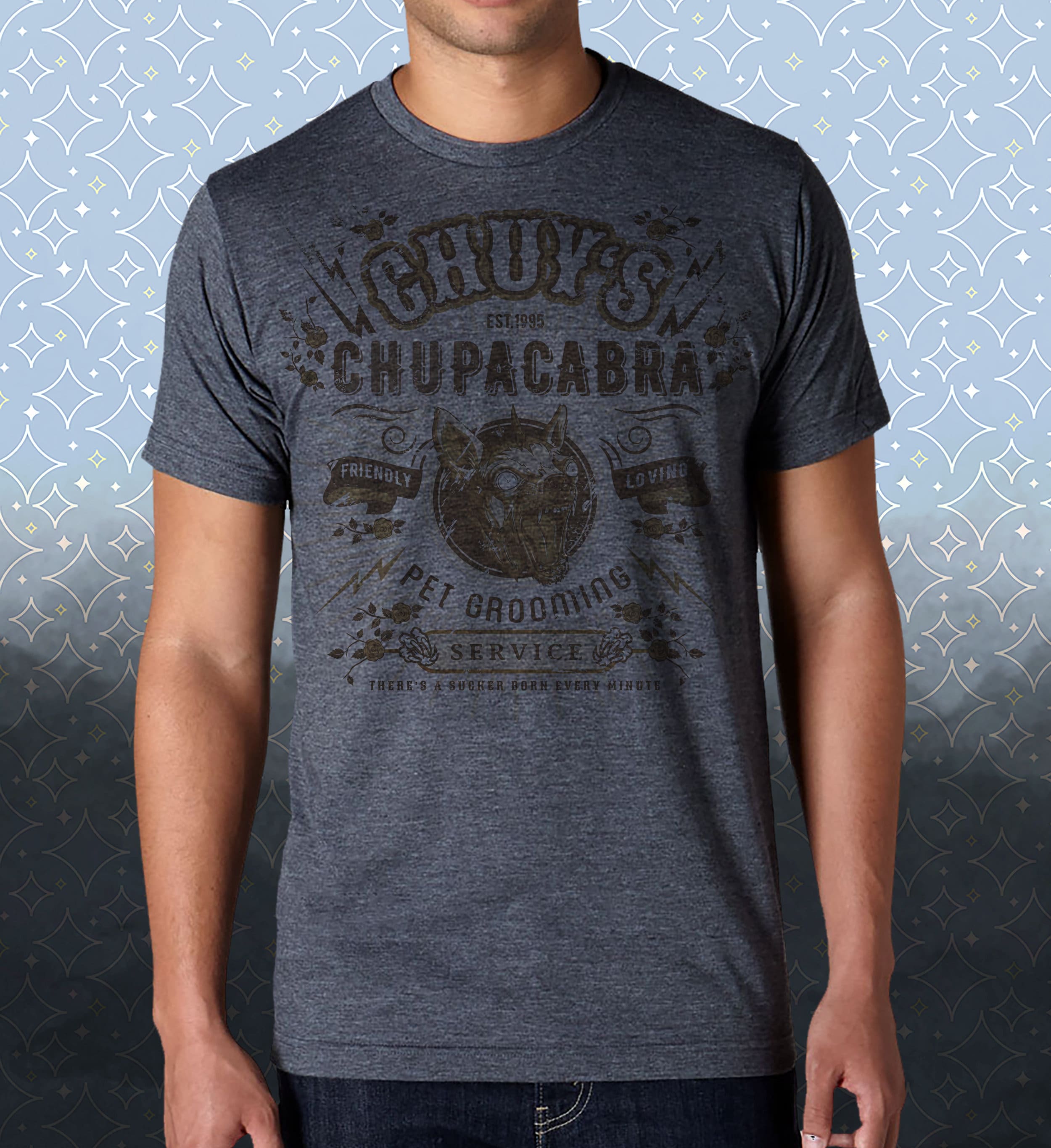 Chuy's Chupacabra Pet Grooming T-Shirt: Vintage-Style Spoof Tee