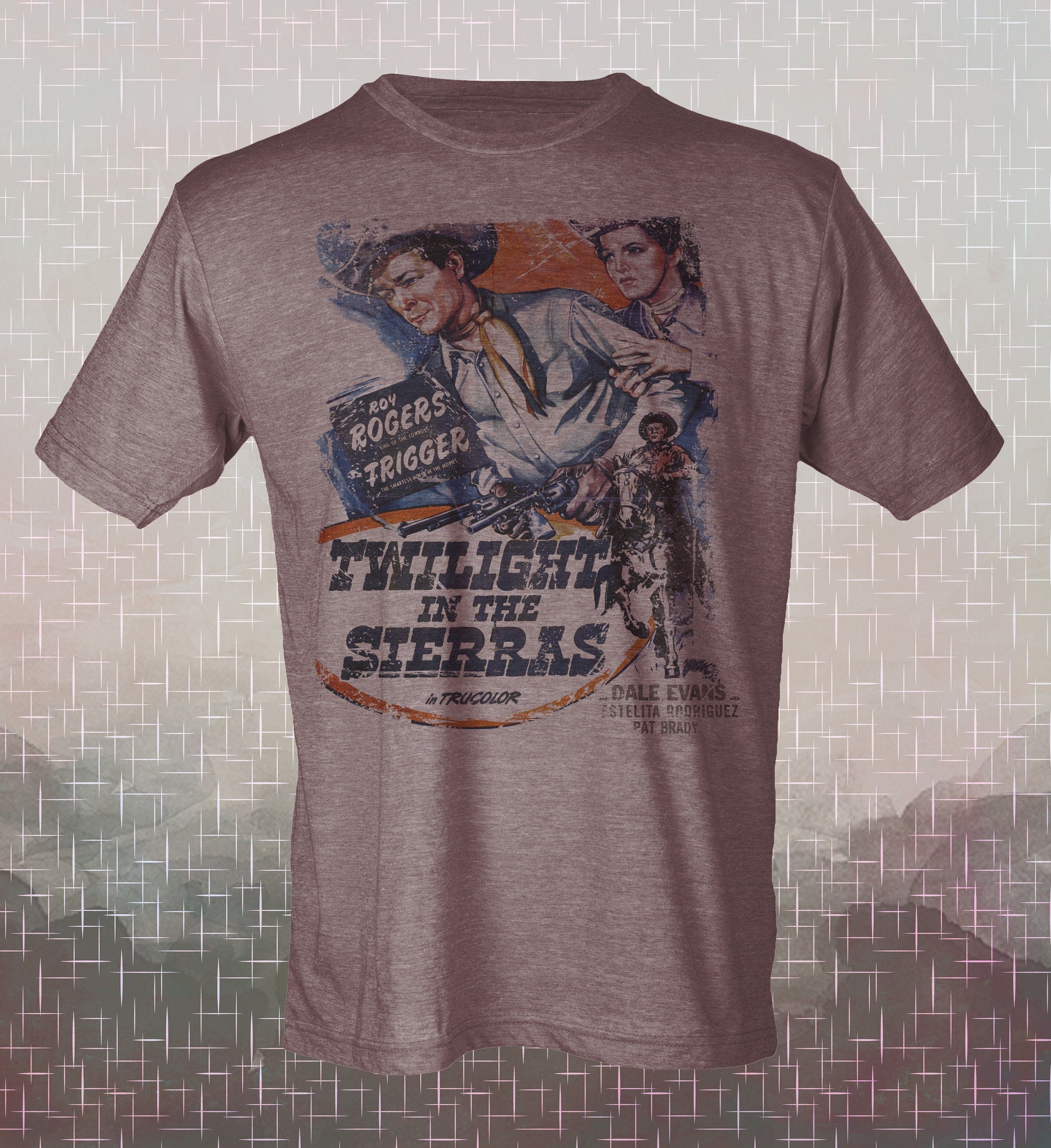 Twilight in the Sierras Tee: Roy Rogers, Dale Evans, Vintage Movie Shirt