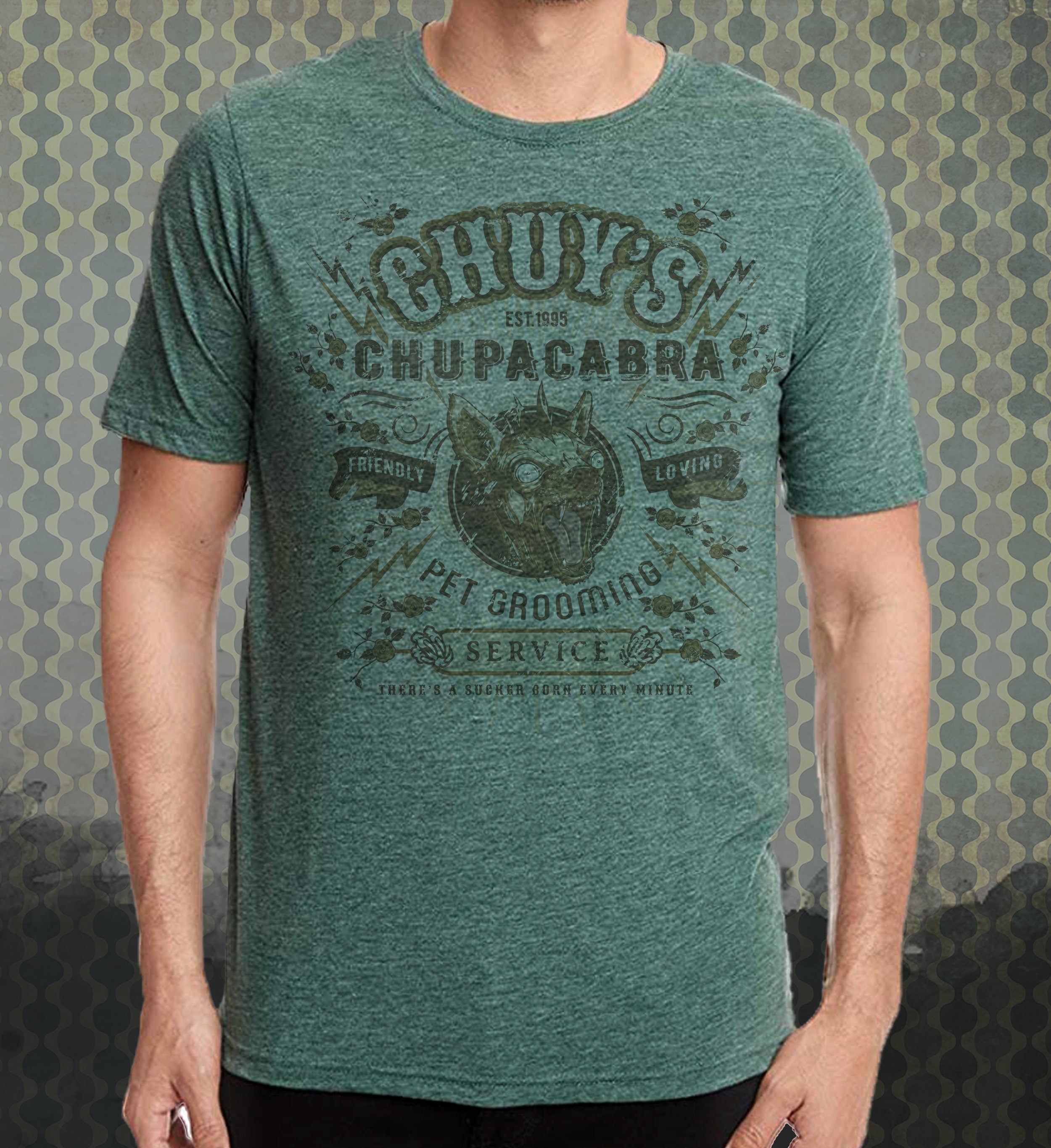 Chuy's Chupacabra Pet Grooming T-Shirt: Vintage-Style Spoof Tee