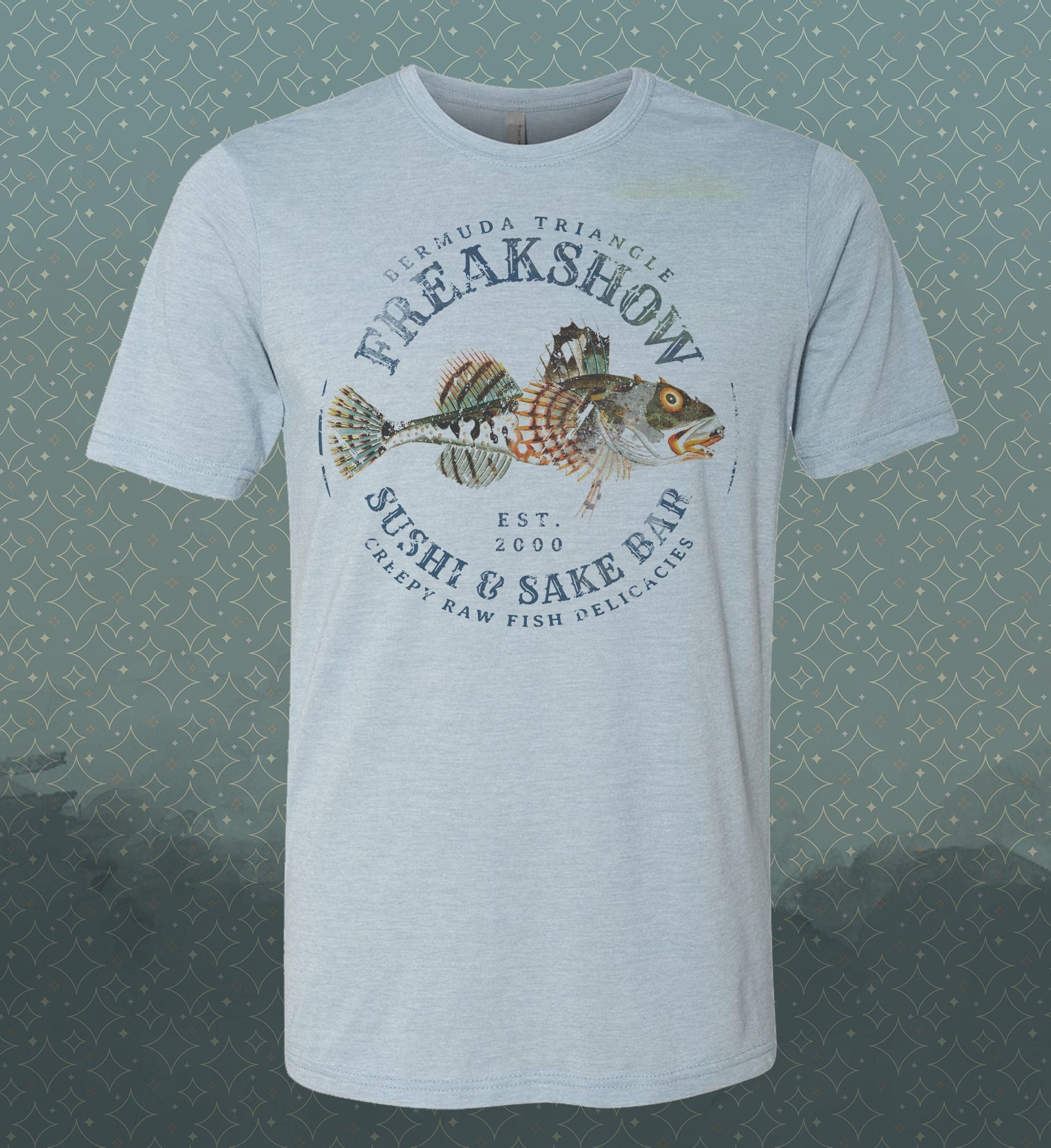Freakshow Sushi Sake Bar T-Shirt: Vintage-Style Bermuda Triangle Tee