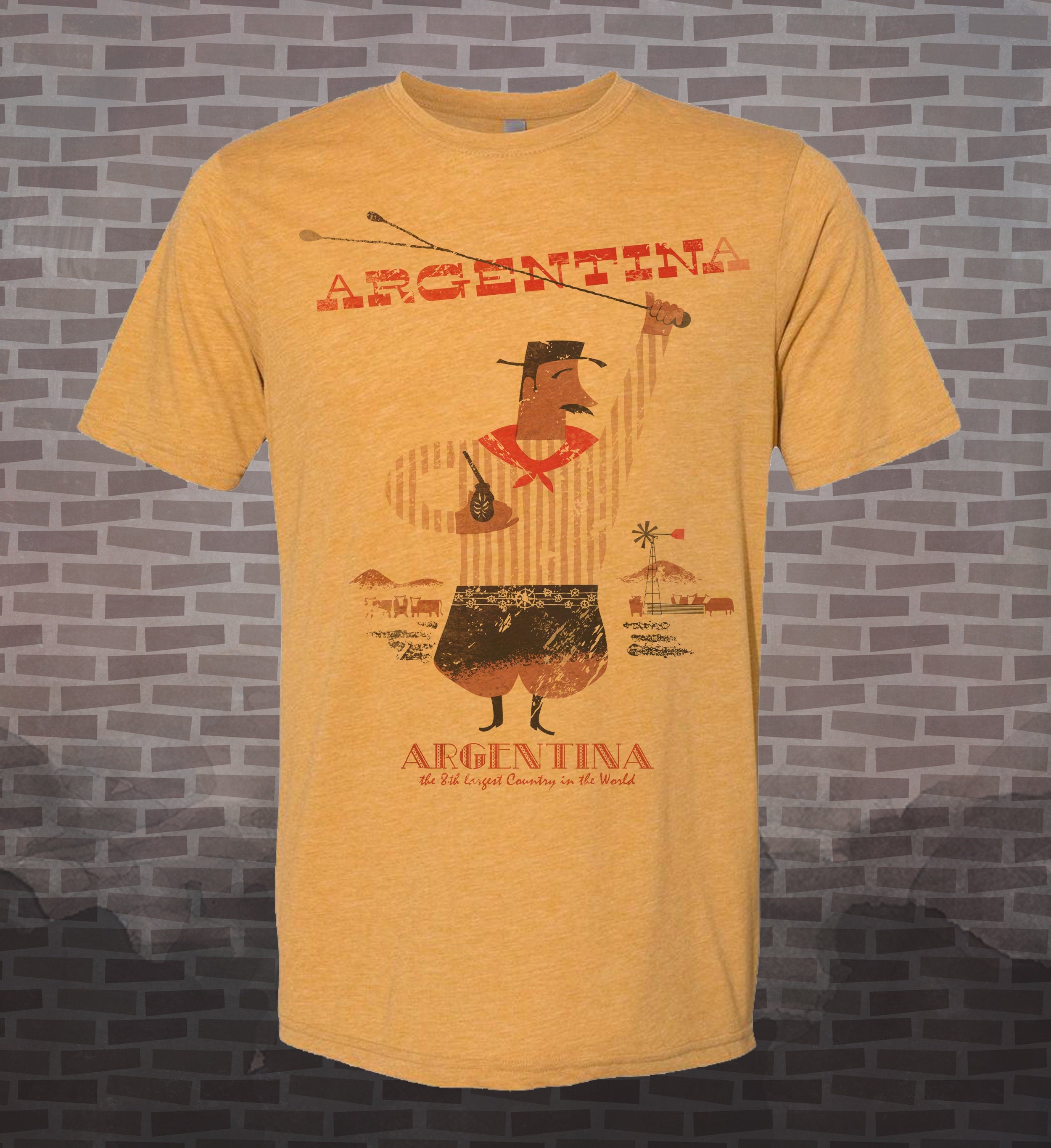 Argentina Gaucho Travel Retro Vintage-style T-Shirt Tee Tourism souvenir steak