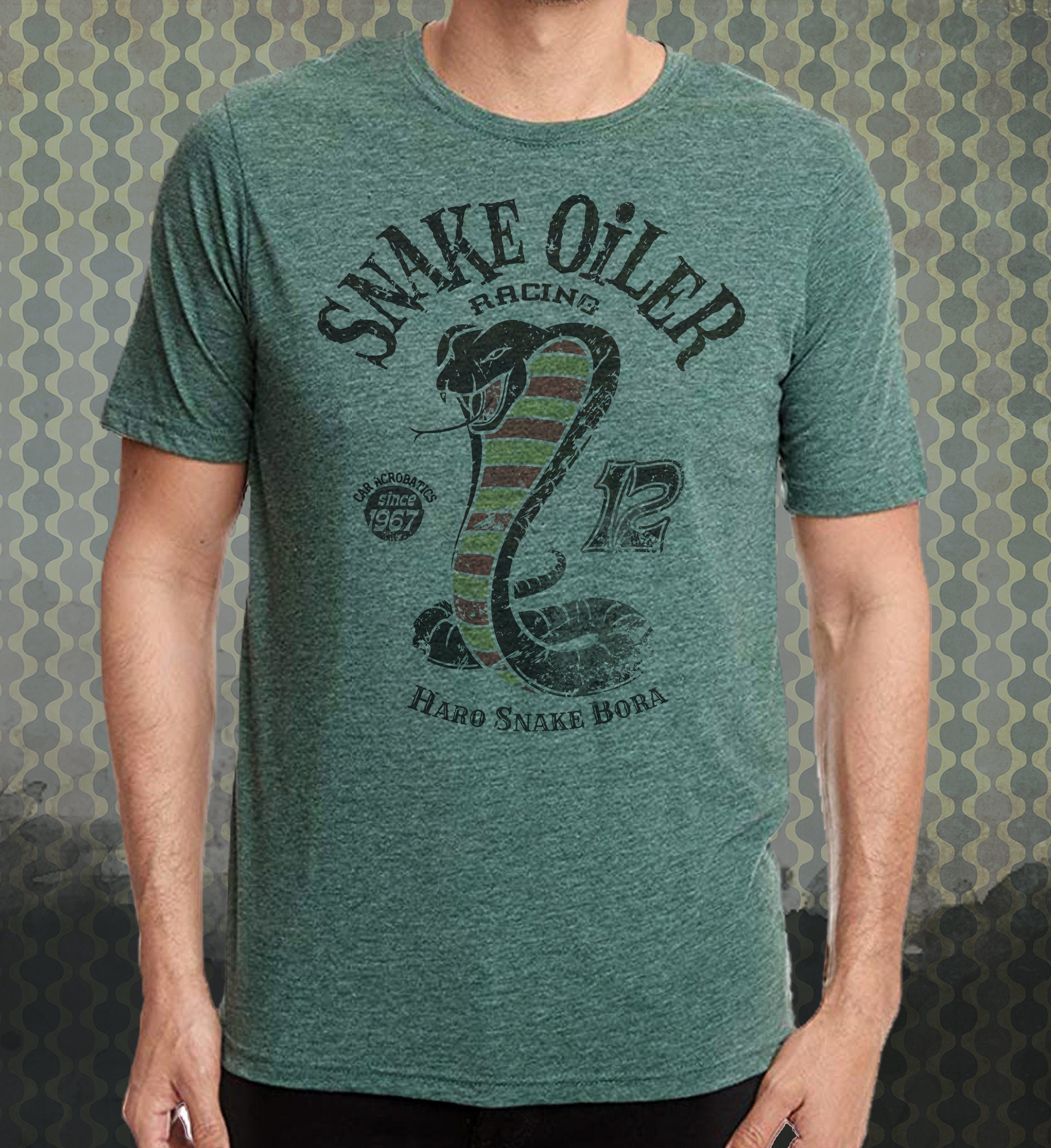 Snake Oiler Racing Team T-Shirt: Speed Racer Vintage 60s 70s Spoof Tee Anime