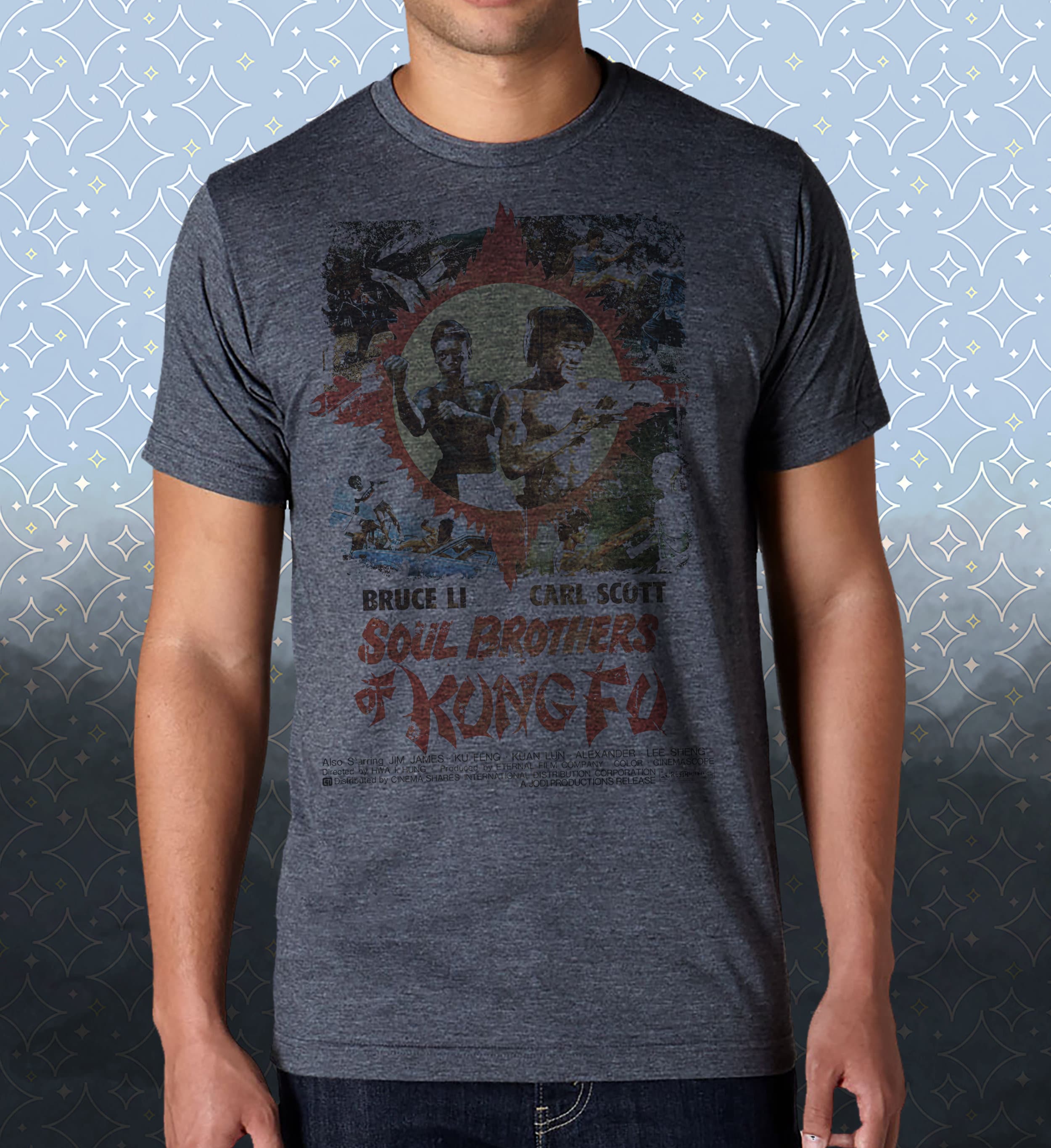 Soul Brothers of Kung Fu T-Shirt: Bruce Li, Carl Scott, Vintage Movie Tee