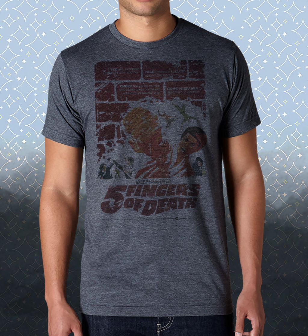 5 Fingers of Death-Kung Fu Cult Classic Movie-inspired Film Vintage-Style Retro Tee Shirt Pop Culture