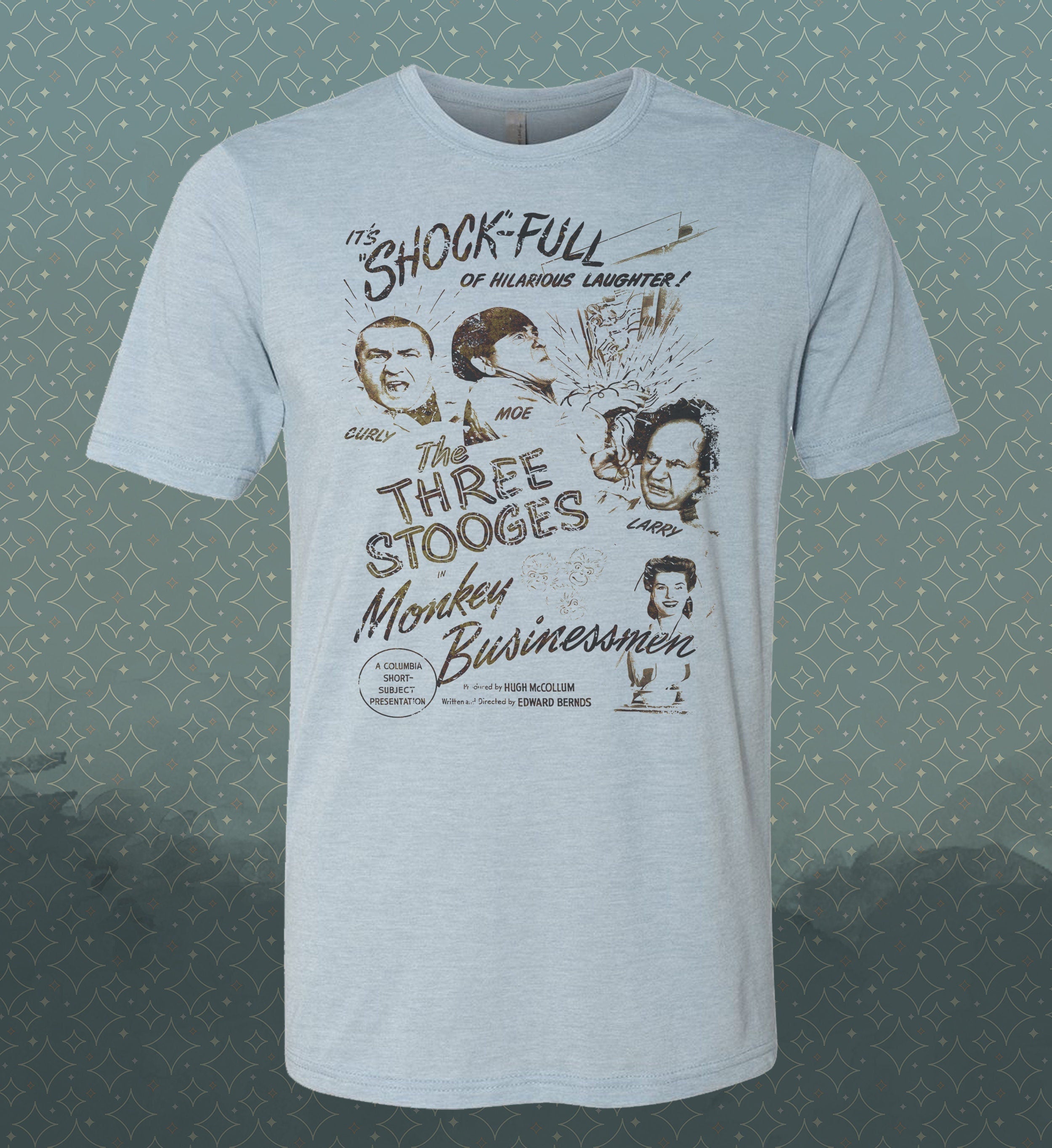 Three Stooges 'Monkey Businessmen' Heathered T-Shirt: Vintage-Style Comedy Tee