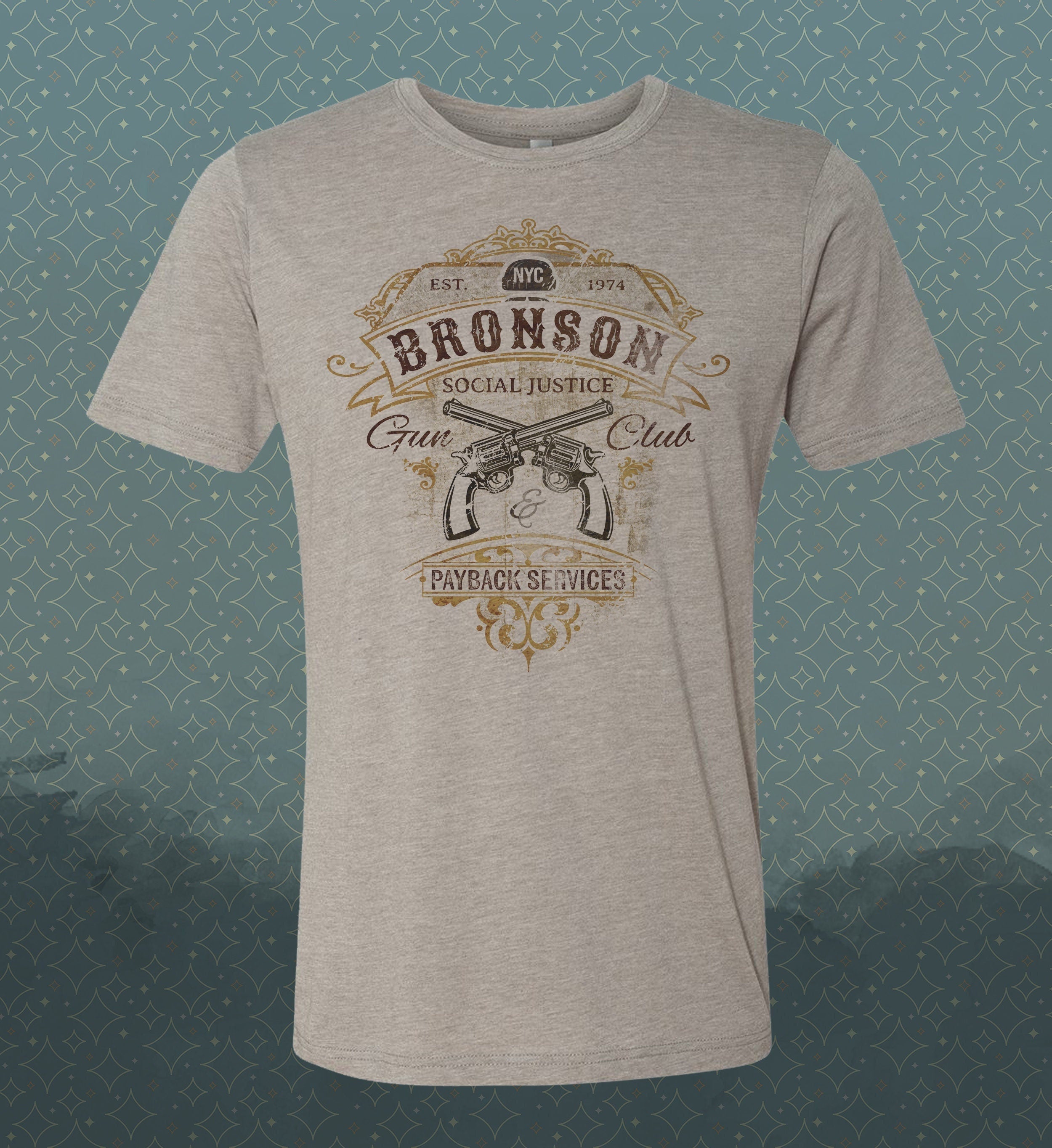 Bronson Gun Club Vintage-style T-Shirt Tee Humor Spoof Guns Social Justice shooting range