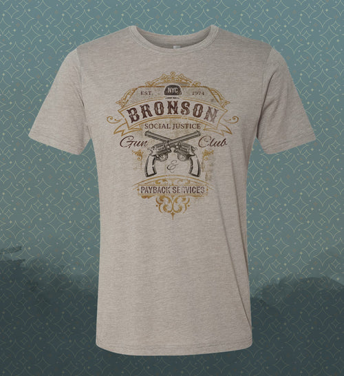 Bronson Gun Club Vintage-style T-Shirt Tee Humor Spoof Guns Social Justice shooting range