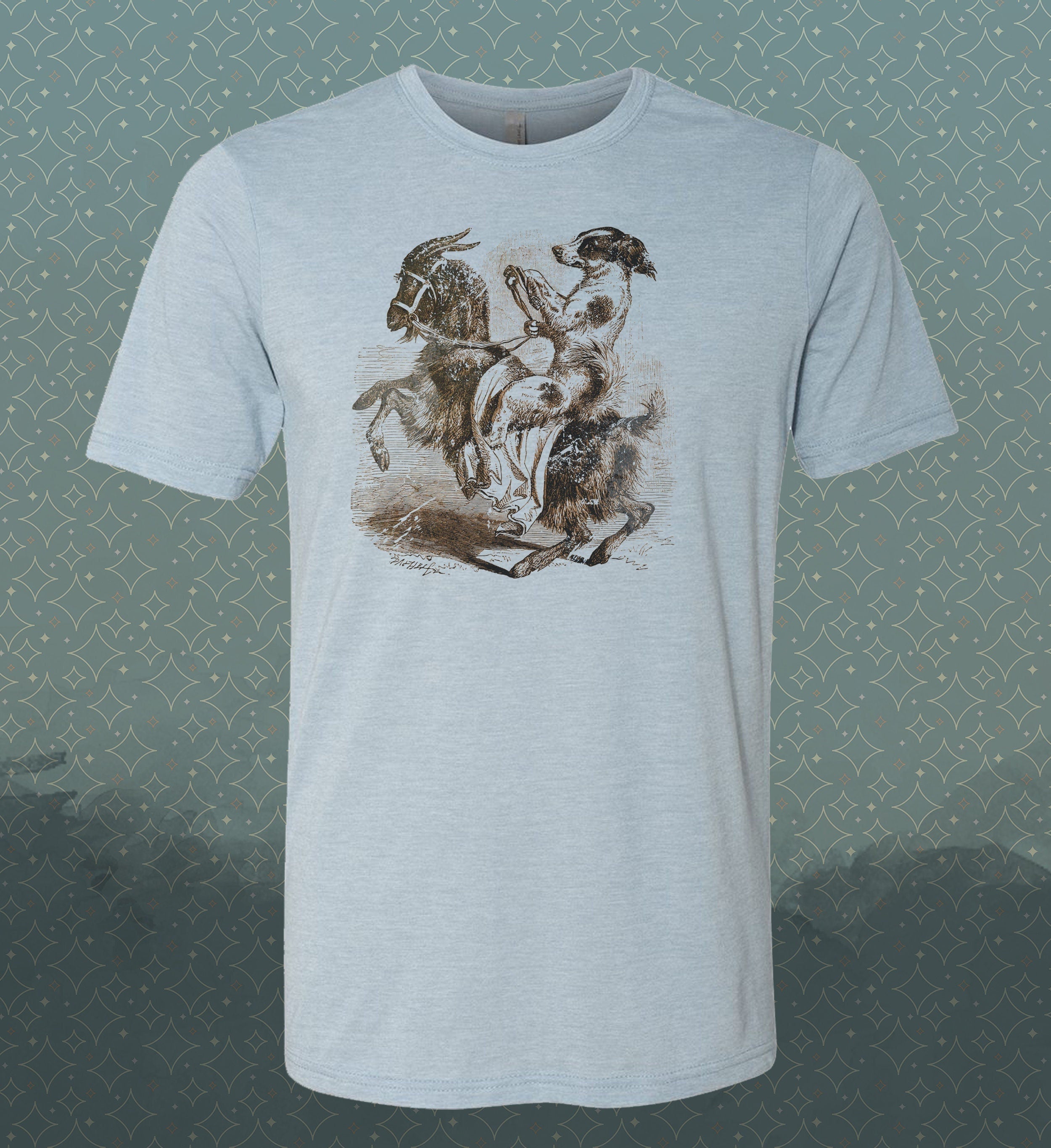 Goat Rider T-Shirt: Mother Goose Nursery Rhyme, Retro Vintage Style