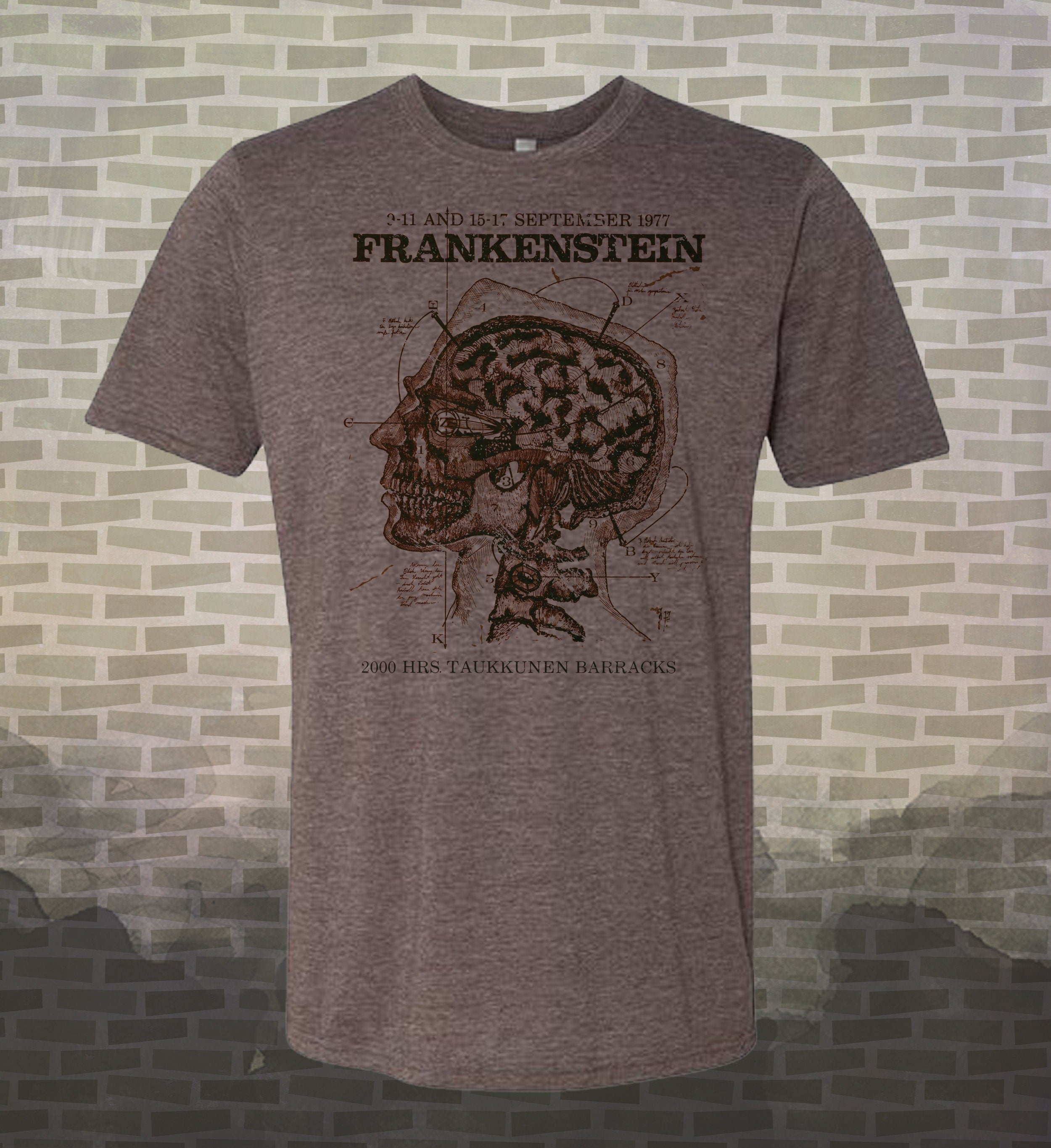Frankenstein Monster-inspired Vintage-style T-Shirt Steampunk Film Classic Terror Horror Scary Movie Tee Halloween