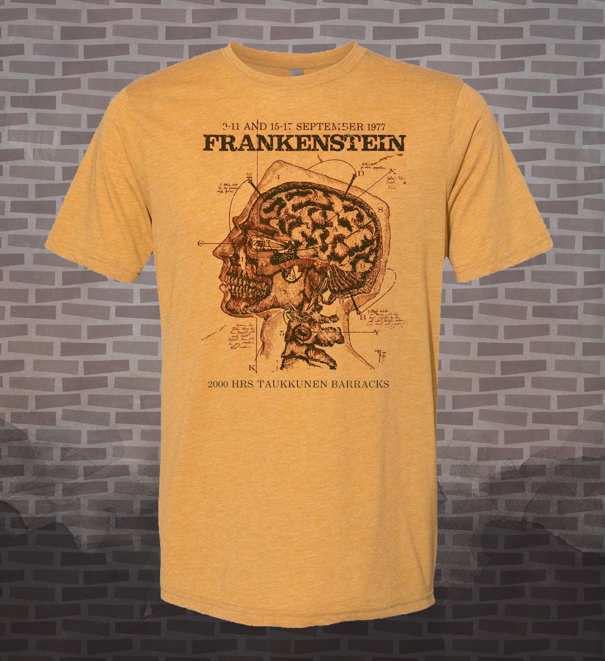 Frankenstein Monster-inspired Vintage-style T-Shirt Steampunk Film Classic Terror Horror Scary Movie Tee Halloween