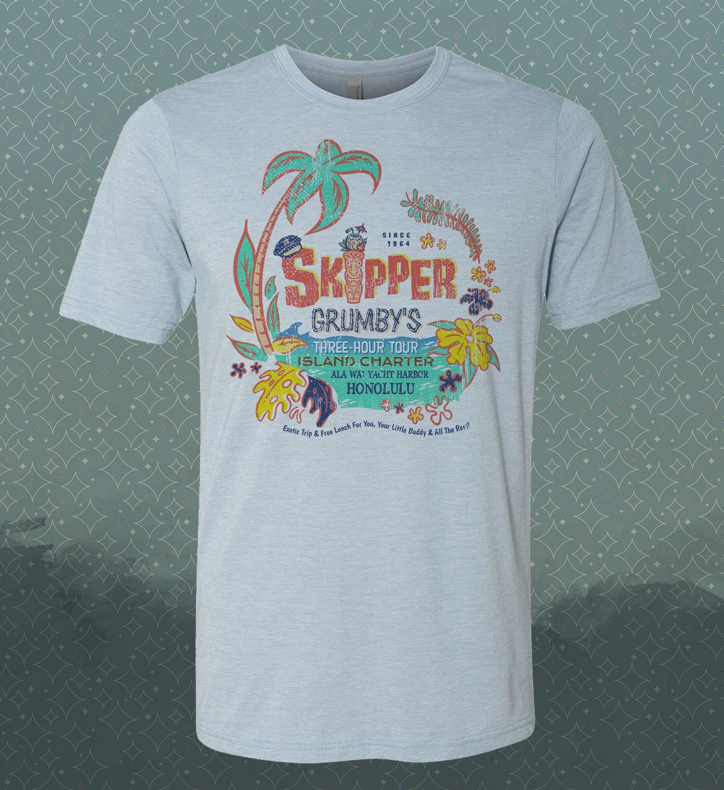 Gilligans Isle Skipper Grumby's Three Hour Tour T-Shirt: Retro Hawaii Souvenir