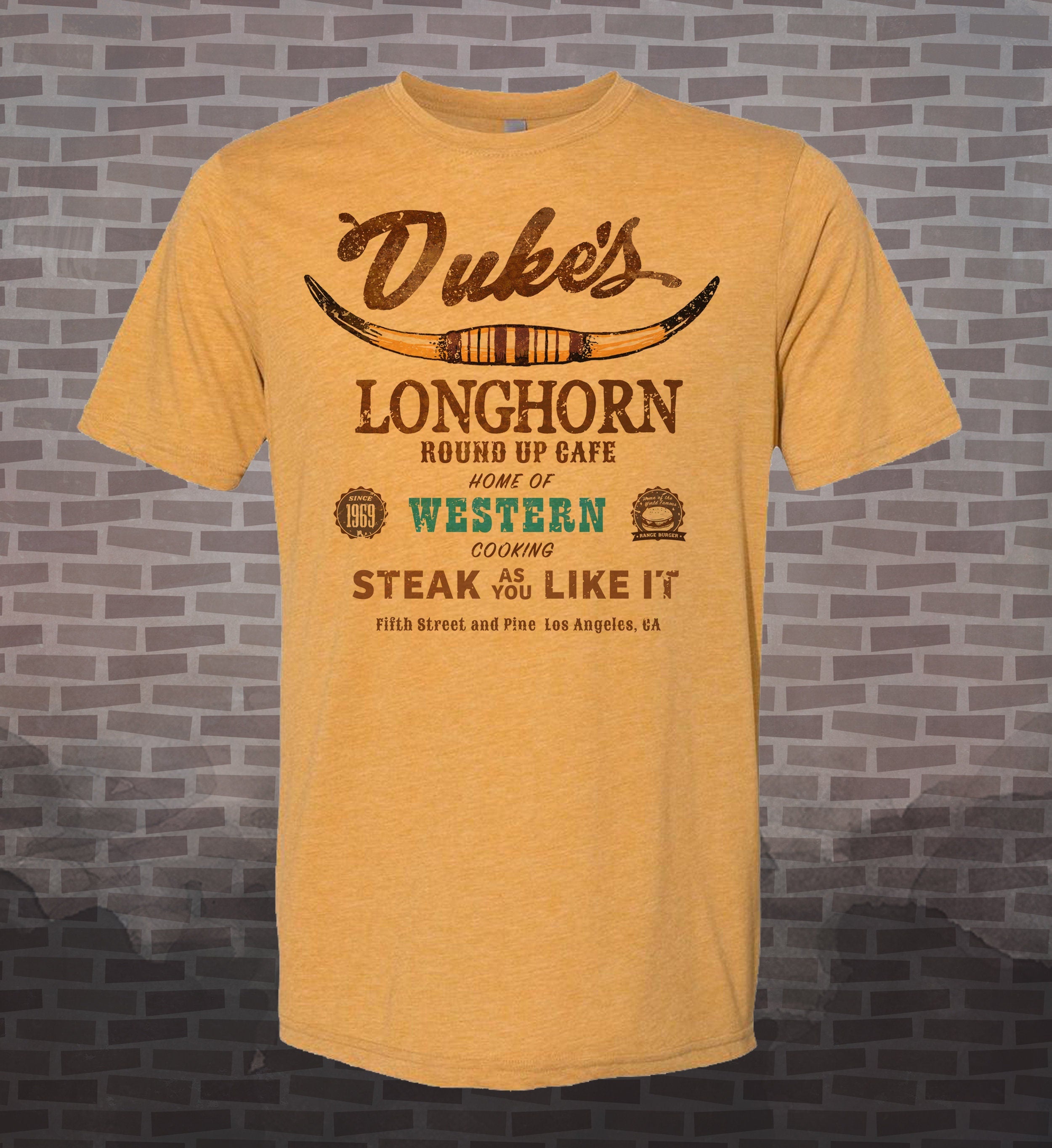 Adam 12 Dukes Longhorn Roundup Cafe T-Shirt: Retro Western vintage Style