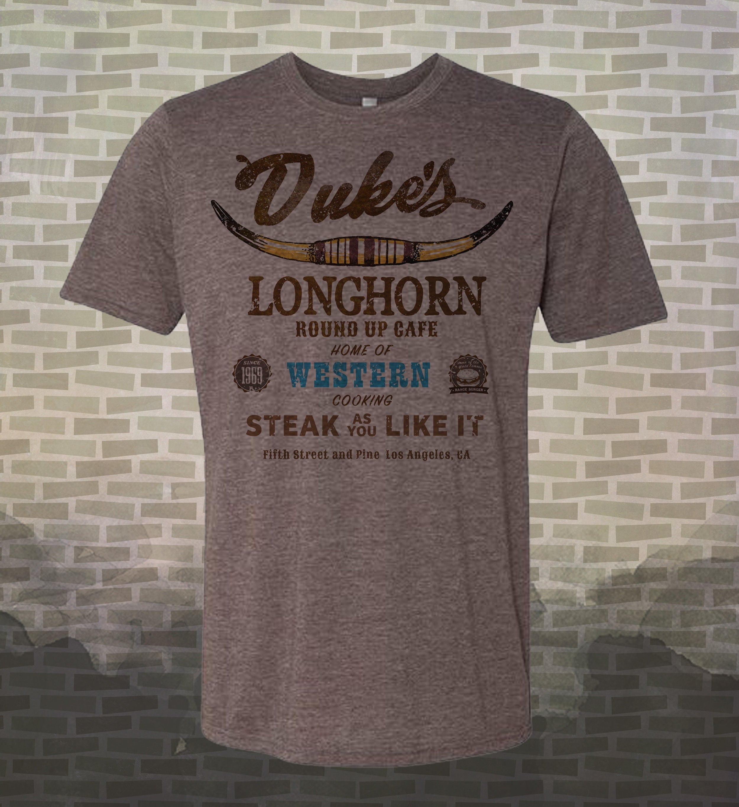 DUKES ビンテージ　Tシャツ Adam 12 Dukes Longhorn Roundup Cafe T-Shirt: Retro Western vintage