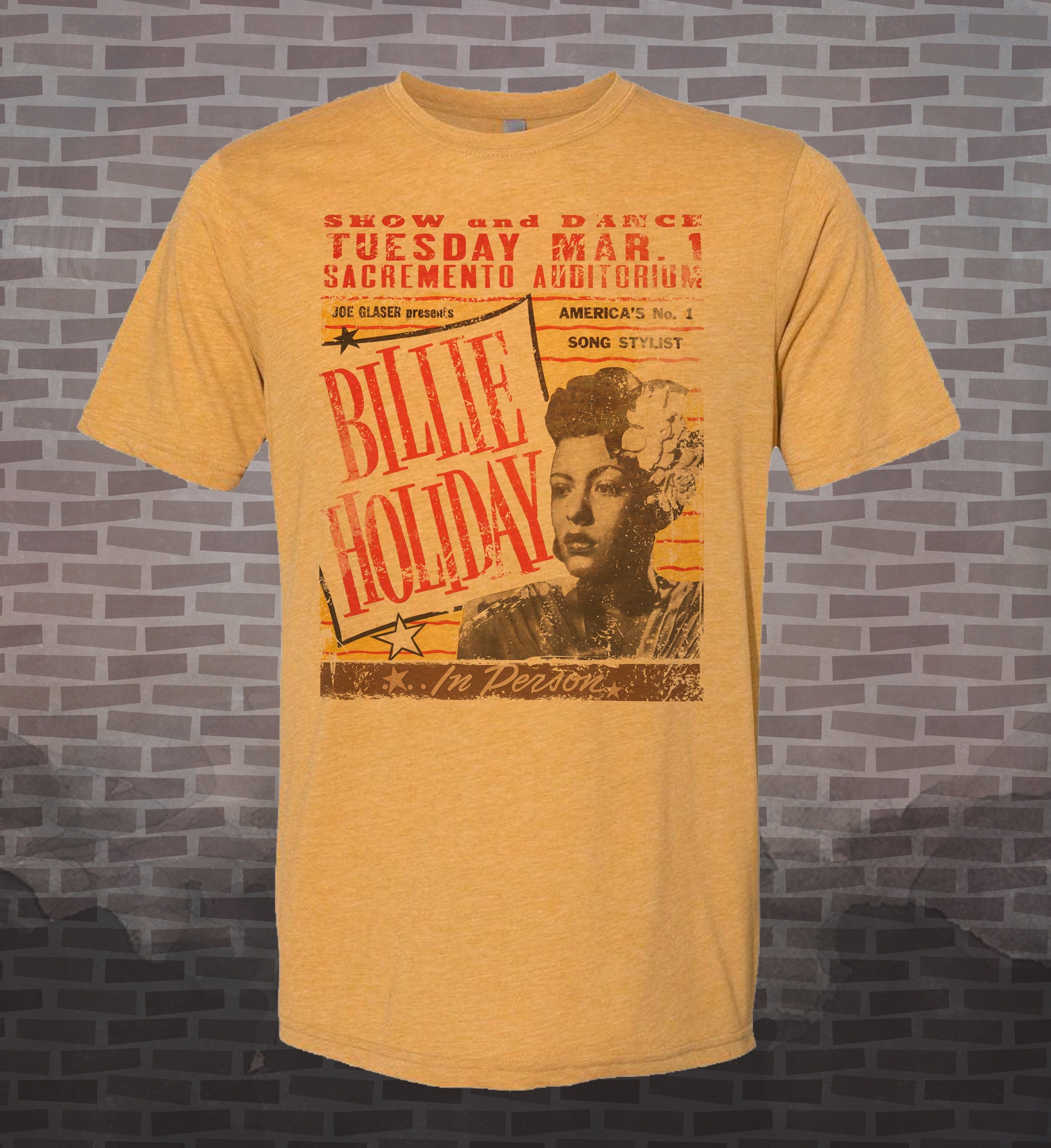 Billie Holiday -Live- Vintage-Style Jazz Tribute Tee -Lady Day -concert poster