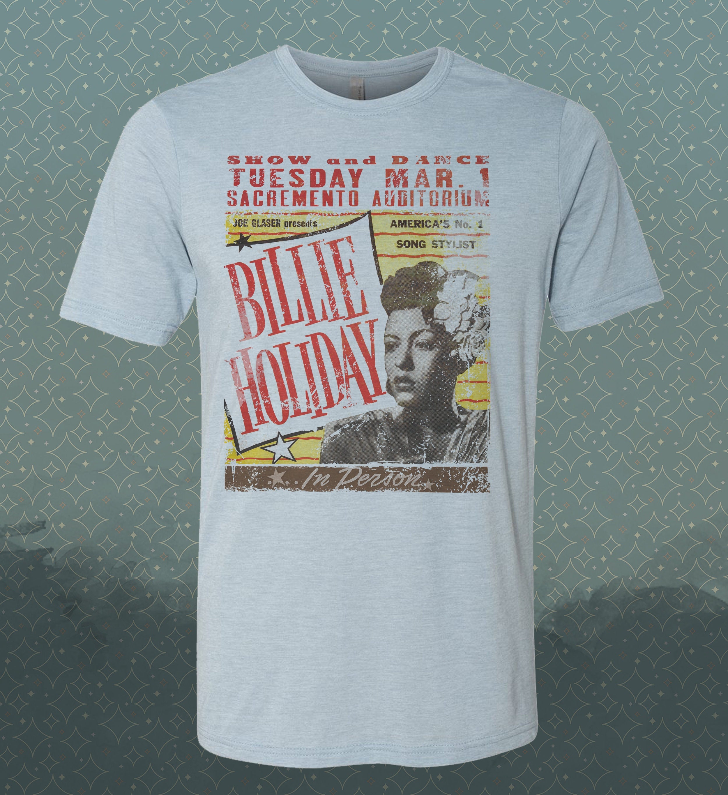 Billie Holiday -Live- Vintage-Style Jazz Tribute Tee -Lady Day -concert poster