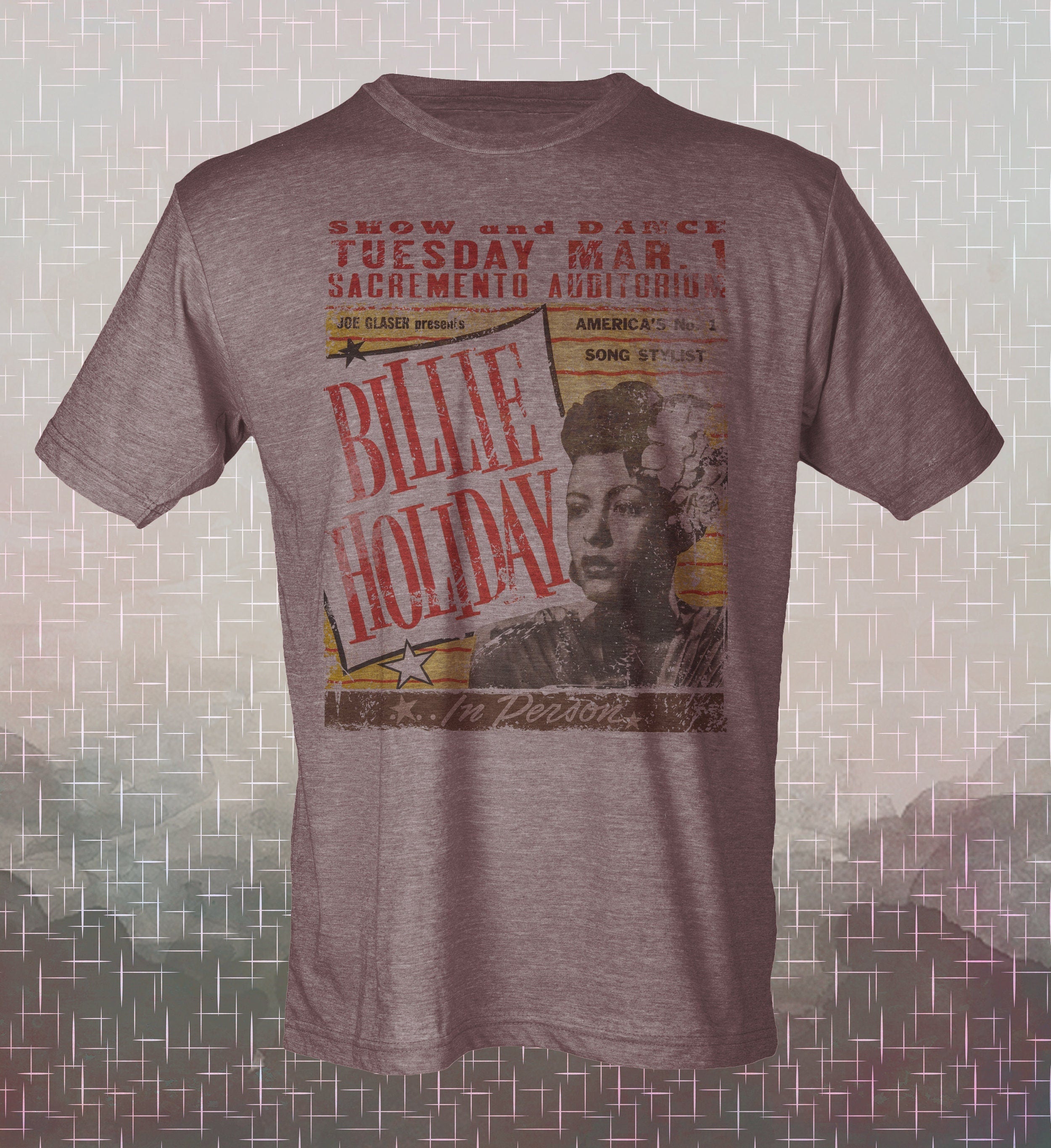 Billie Holiday -Live- Vintage-Style Jazz Tribute Tee -Lady Day -concert poster