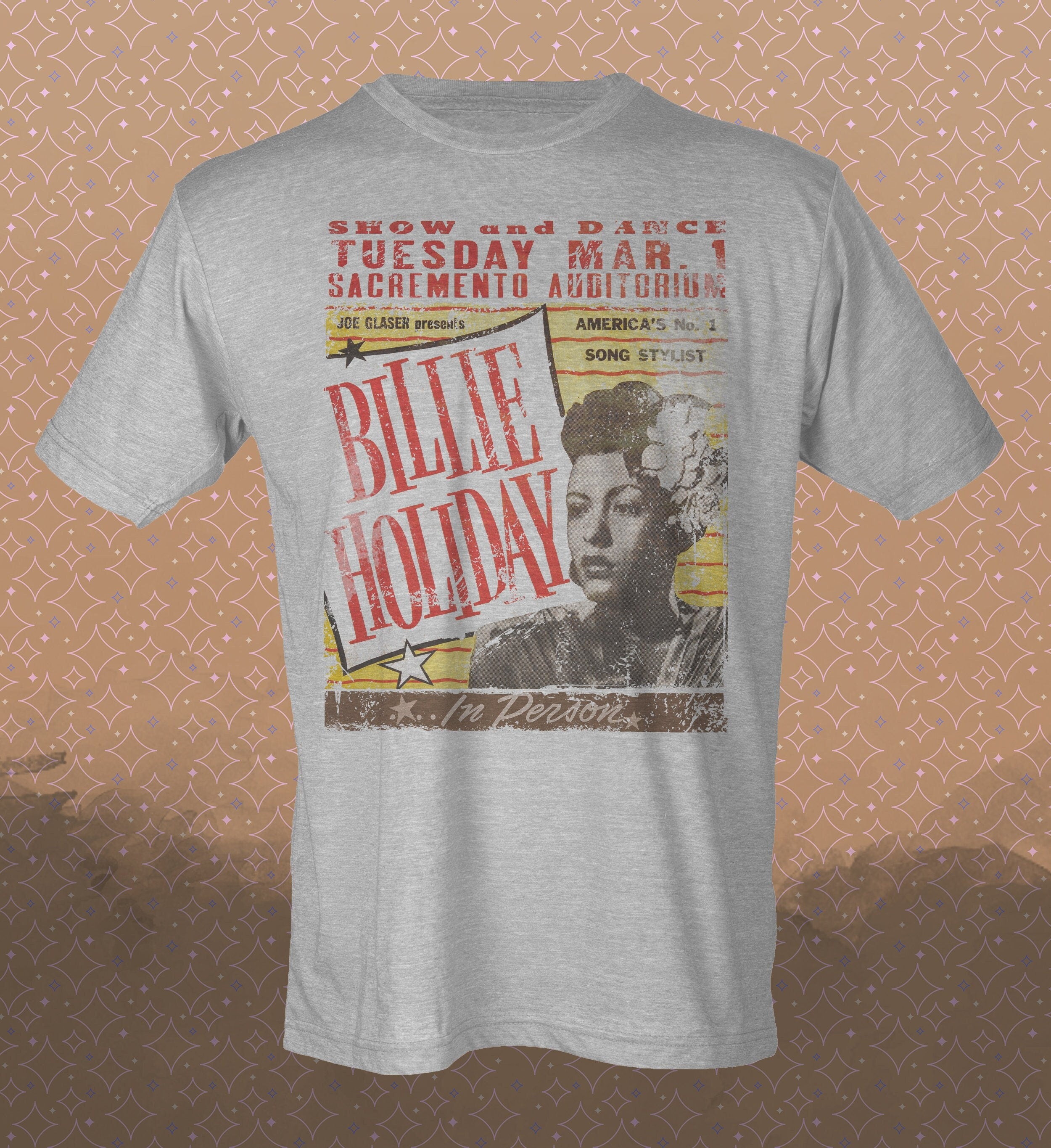 Billie Holiday -Live- Vintage-Style Jazz Tribute Tee -Lady Day -concert poster