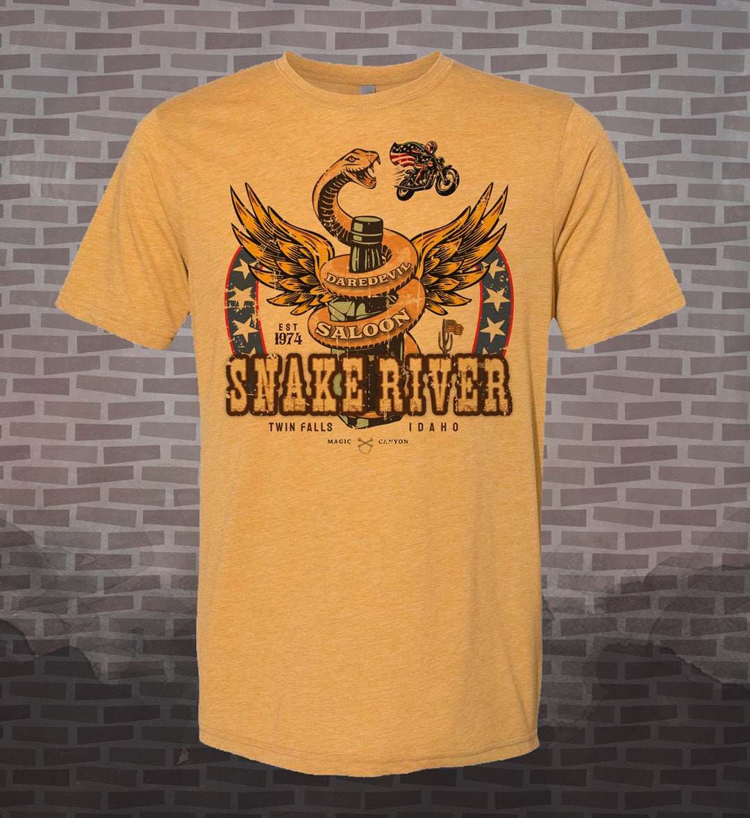 Snake River Canyon Saloon T-Shirt: Evel Knievel-Inspired Retro Tee