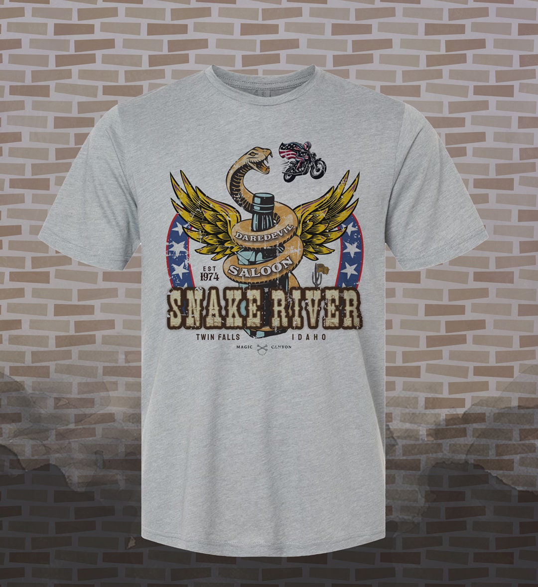 Snake River Canyon Saloon T-Shirt: Evel Knievel-Inspired Retro Tee