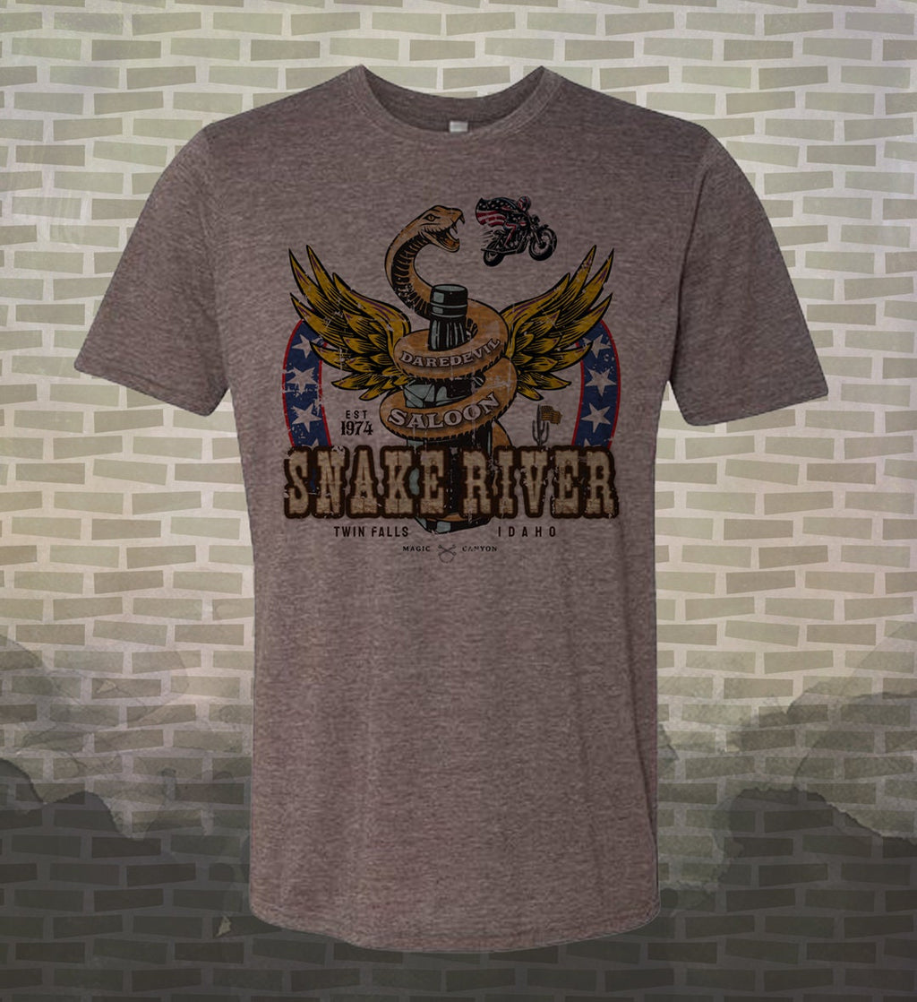 Snake River Canyon Saloon T-Shirt: Evel Knievel-Inspired Retro Tee