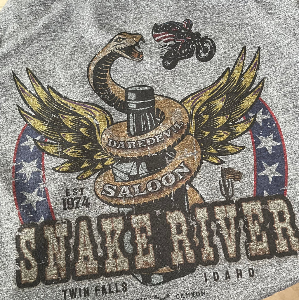 Snake River Canyon Saloon T-Shirt: Evel Knievel-Inspired Retro Tee