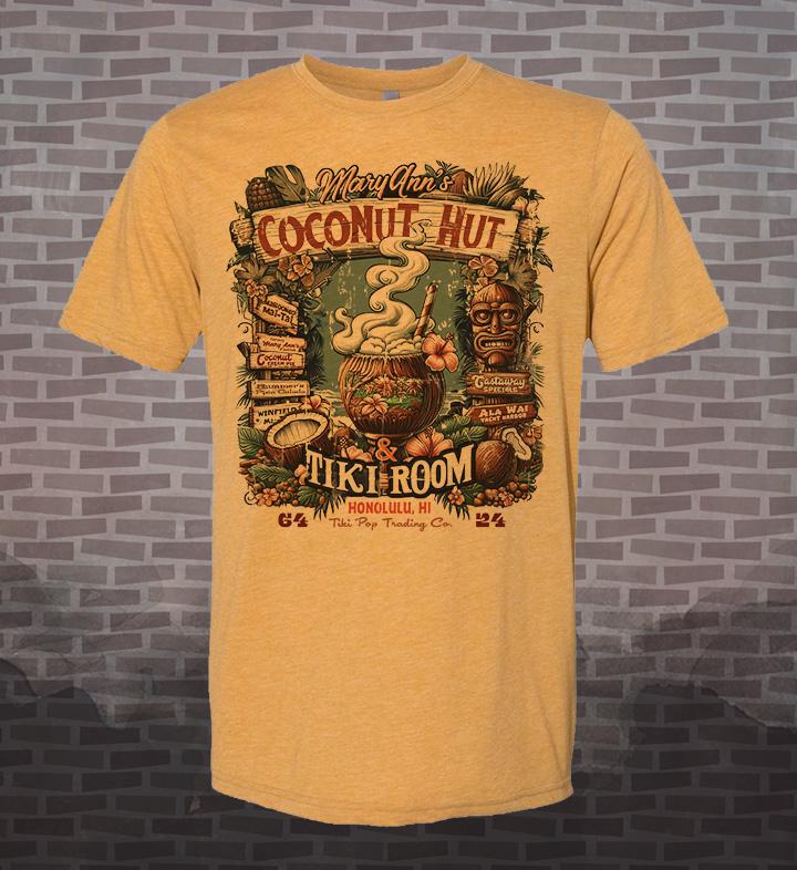 Gilligans Isle Vintage-Style Tiki T-Shirt: Mary Ann's Coconut Hut, Hawaii Souvenir