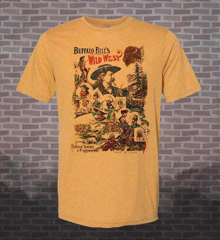 Buffalo Bill Colonel Cody's Wild West Show Retro Vintage-Style Tee - Western Rodeo Horse Country
