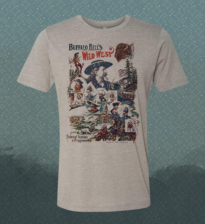 Buffalo Bill Colonel Cody's Wild West Show Retro Vintage-Style Tee - Western Rodeo Horse Country