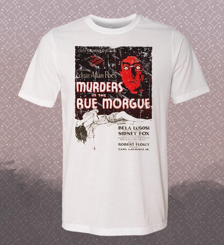 Rue Morgue Horror Tee: Bela Lugosi, Edgar Allan Poe, Iron Maiden Vintage Style