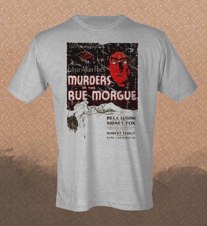 Rue Morgue Horror Tee: Bela Lugosi, Edgar Allan Poe, Iron Maiden Vintage Style