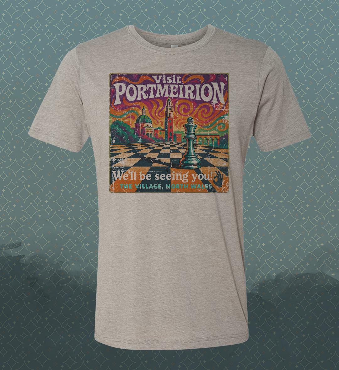 The Prisoner Tribute T-Shirt – Retro Portmeirion Village Tee – British TV Travel Shirt, Kitsch & Nostalgia Design