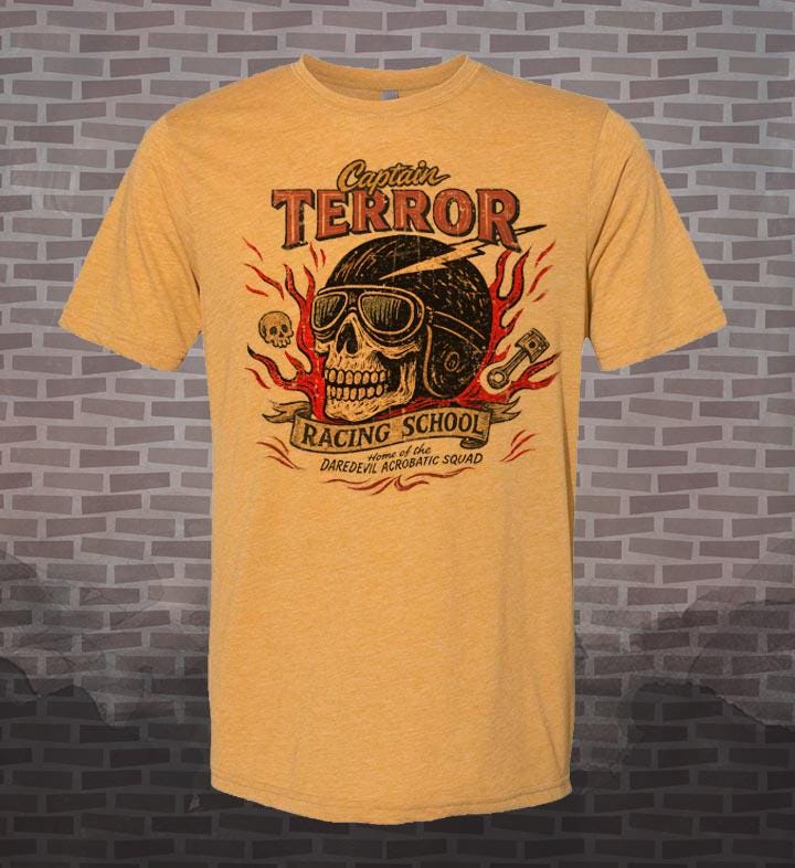 Captain Terror Racing Tee: Vintage Style Anime Tribute Shirt