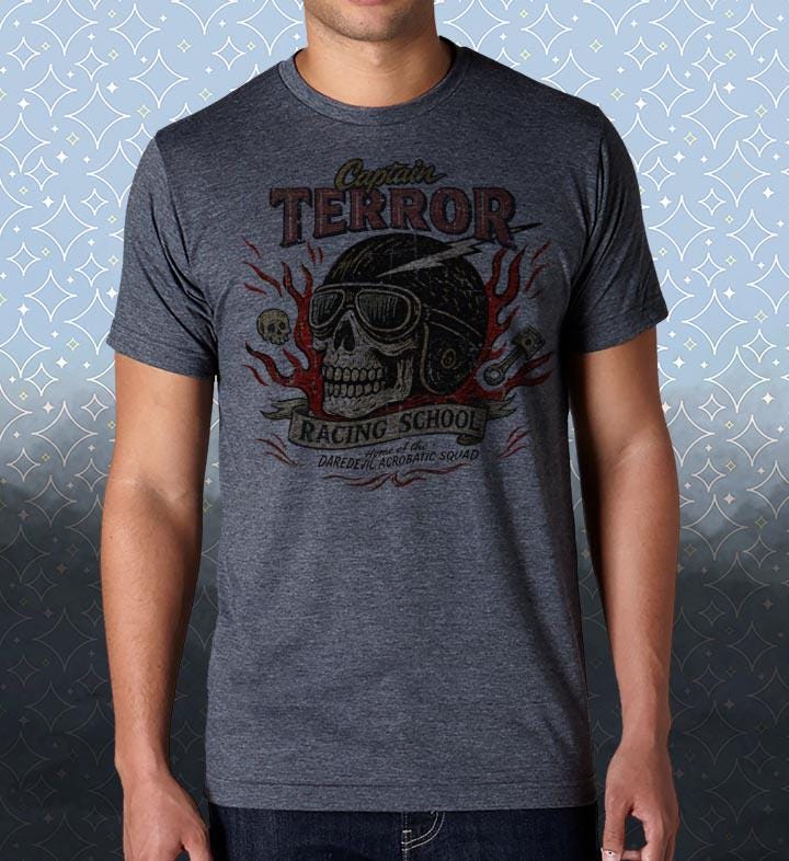 Captain Terror Racing Tee: Vintage Style Anime Tribute Shirt
