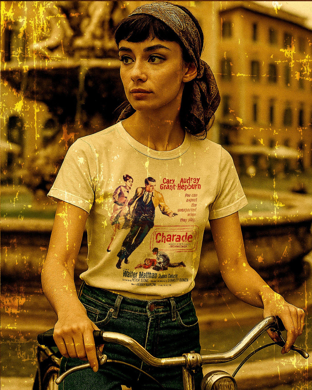 Charade-Cary Grant-Audrey Hepburn-Vintage-Style -T-Shirt Film- 60's 1960 Romantic Comedy Thriller Mystery Movie Classic