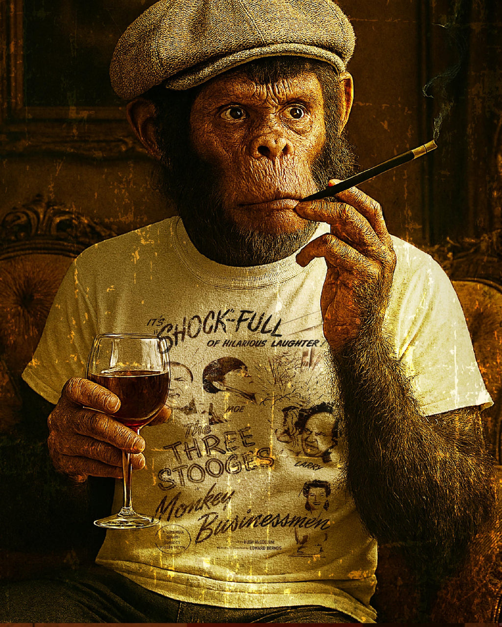 Three Stooges 'Monkey Businessmen' Heathered T-Shirt: Vintage-Style Comedy Tee