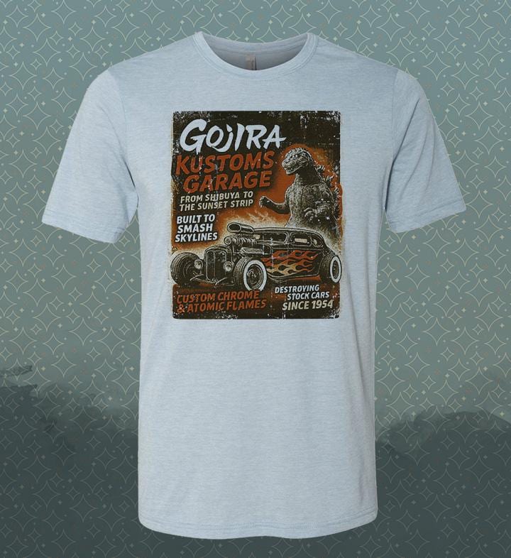 Gojira Customs Garage Hot Rod Vintage-style T-Shirt Tee Kaiju Godzilla